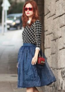 Navy Organza Skirt
