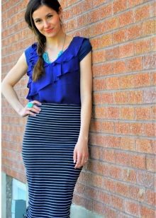 mid stripe pencil skirt