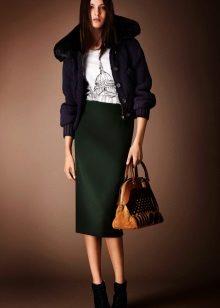 dark green medium pencil skirt