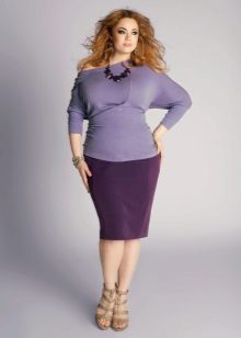 purple pencil skirt for overweight women