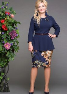 navy floral pencil skirt for overweight women