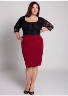 burgundy pencil skirt for overweight women