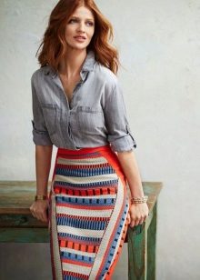 Bright pencil skirt for a slim girl