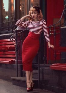 Red pencil skirt