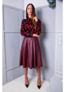 leather elastic skirt