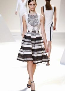 black and white puffy striped skirt