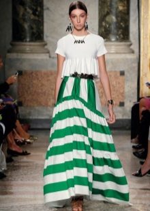 long puffy skirt with white and green stripes