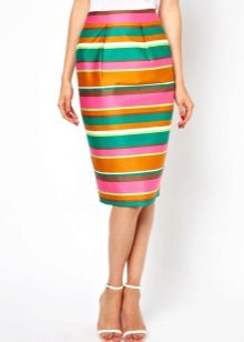 cross stripe straight skirt