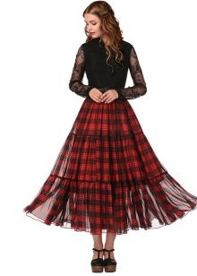 elastic plaid skirt