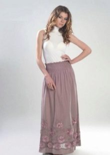 beige skirt with a wide elastic band
