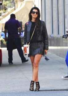 Black fringed leather skirt