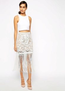 White fringed skirt