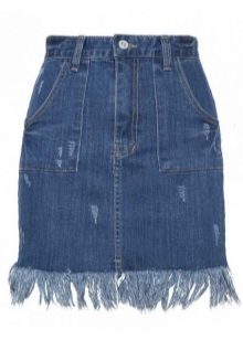 Medium Fringe Denim Skirt