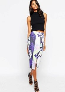 Summer slit skirt with colorful print