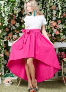 Bright skirt with a train with a bow
