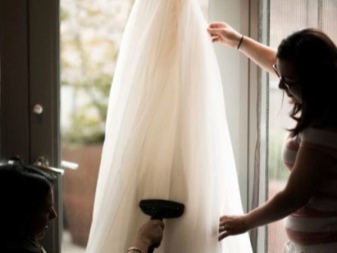 Ironing a wedding dress