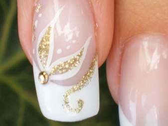 Golden manicure french under a mustard dress