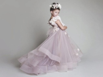 Chic wedding puffy dress with a train for a girl