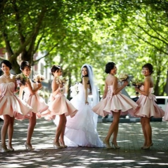 Light pink bridesmaid dresses