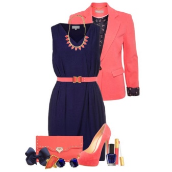 Pink accessories for a blue dress
