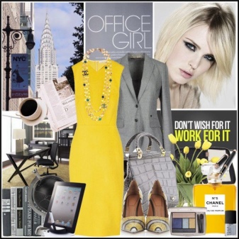 Gray accessories for a yellow dress