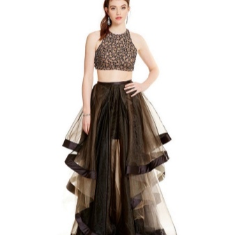 Black Organza Long Tiered Skirt
