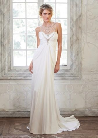 Flowing satin wedding dress