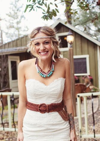 Hairstyle for a wedding in the style of boho