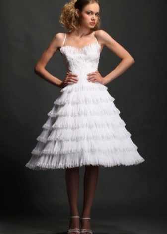 Pleated Wedding Dress with Full Pleated Skirt