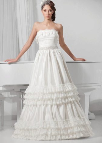 Translucent wedding dress with ruffles