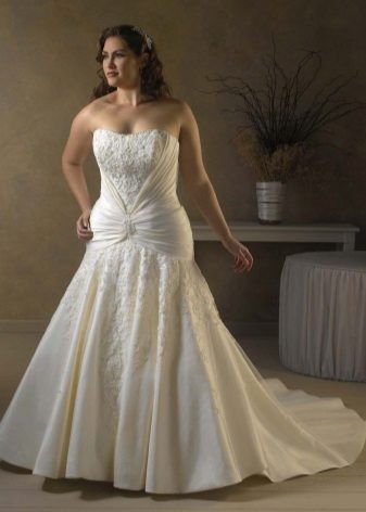 Horizontal Draped Wedding Dress for Full