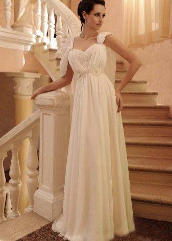 Chiffon Draped Wedding Dress on Bodice