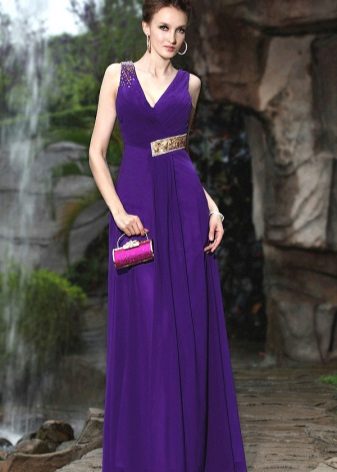 Purple evening dress with decor