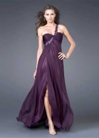Purple One Shoulder Evening Dress