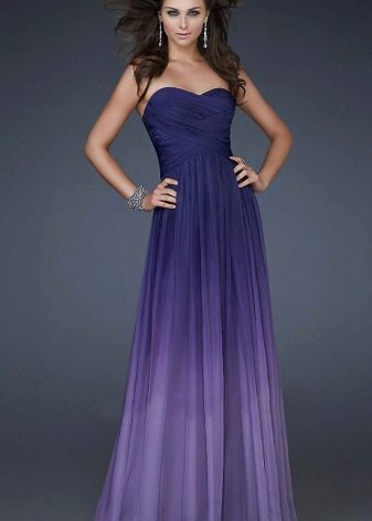 Gradient lilac color in an evening dress