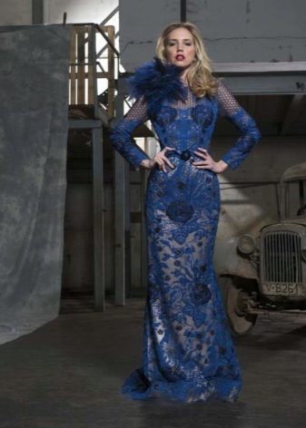 Evening lace dress blue
