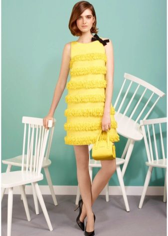 60s yellow evening dress