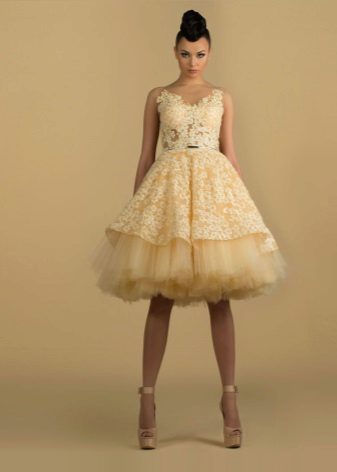Short puffy yellow dress