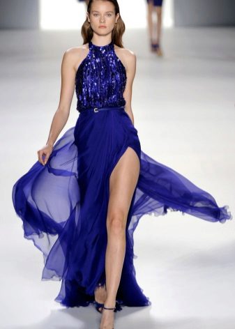 Light blue evening dress on the floor