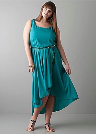 Blue evening dress short front long back for full
