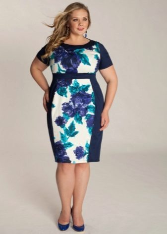 Floral Print Evening Dress for 56 Size