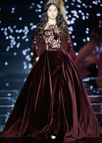 Beautiful velvet wine-colored dress