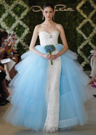 Wedding dress with a blue skirt