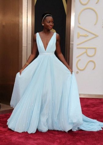 Blue dress of maximum length