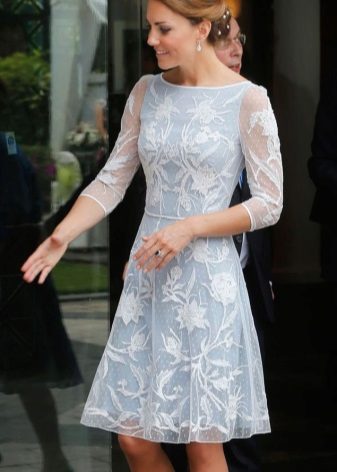 Beautiful white and blue dress Kate Middleton