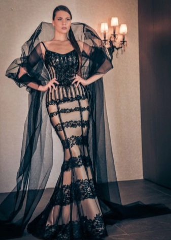 Cape Floor-Length Evening Dress