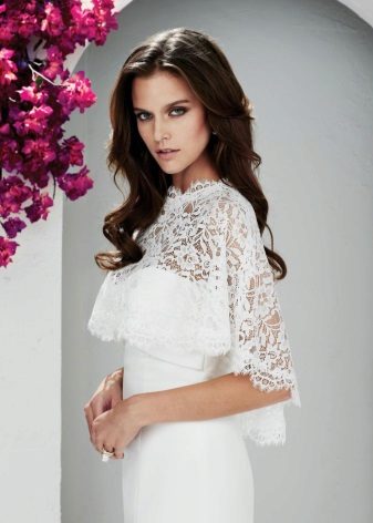 Lace white cape on a dress