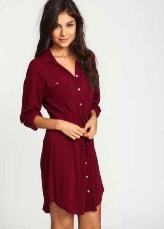 Mini Wine Color Casual Dress