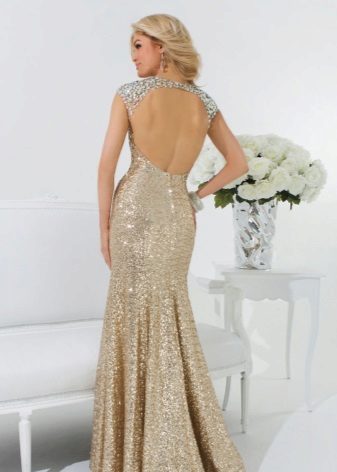 Gold dress with an open back
