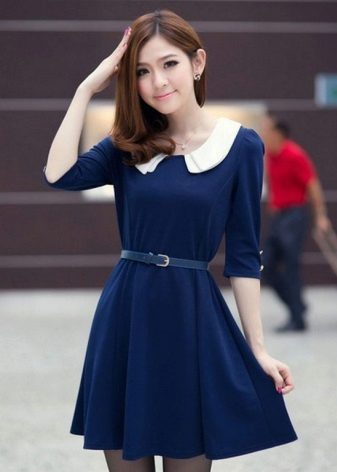 Navy dress with a white collar